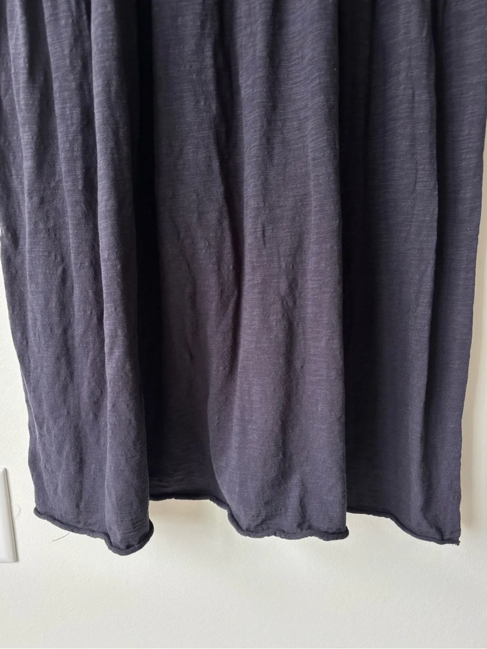 Natural Life Black Midi Dress Short Sleeves Raw Hem Cottagecore Milkmaid Cotton